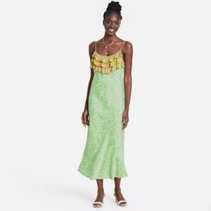 Rixo x Target Green Animal Print Slip Dress XS